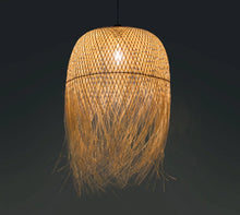 Load image into Gallery viewer, Handmade Tribal Natural Fringe Lamp made of Raffia
