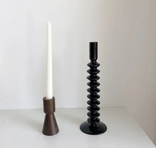 Load image into Gallery viewer, Black and White Abstract Glass Candlestick Holders
