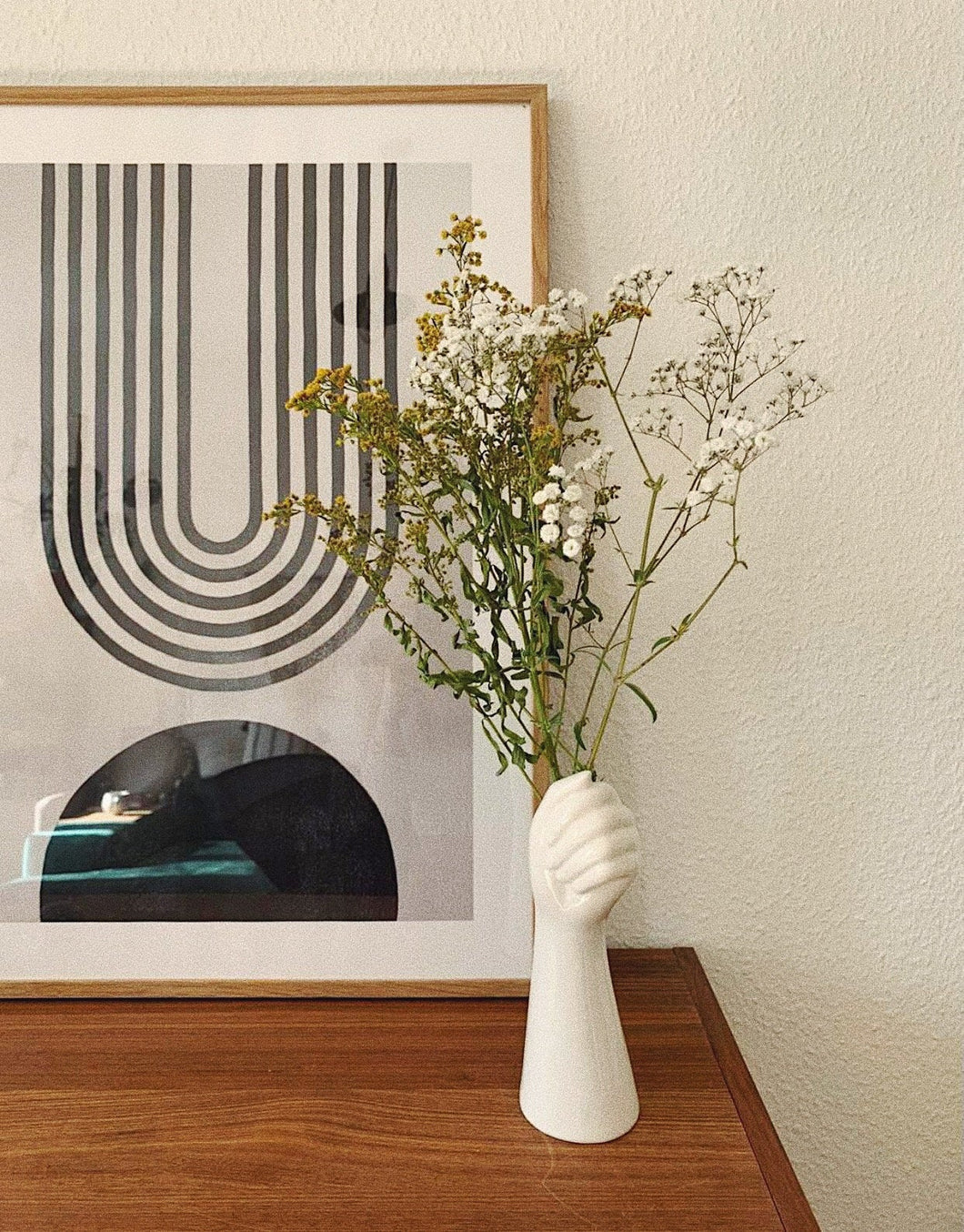 White Ceramic Hand Arm Vase Art Nordic Interior Decor Design