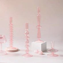 Load image into Gallery viewer, Pink Glass Nordic Glass Small Vases and Candle Holder Flower Arrangements Decoration Art Nordic Interior Decor Design dif. styles and shapes
