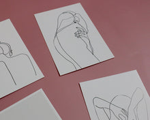 Load image into Gallery viewer, 4 x Art Postcards with Female Body Illustrations
