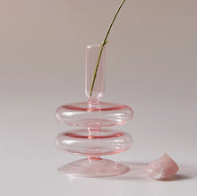 Load image into Gallery viewer, Pink Glass Nordic Glass Small Vases and Candle Holder Flower Arrangements Decoration Art Nordic Interior Decor Design dif. styles and shapes
