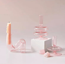 Load image into Gallery viewer, Pink Glass Nordic Glass Small Vases and Candle Holder Flower Arrangements Decoration Art Nordic Interior Decor Design dif. styles and shapes
