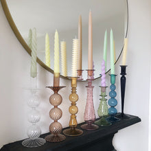 Load image into Gallery viewer, Colourful Abstract Glass Candlestick Holders
