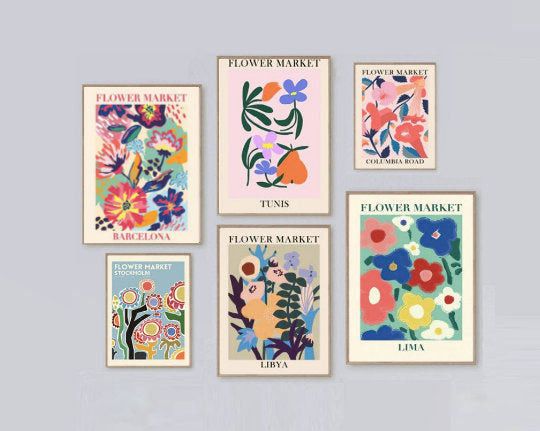 Flowermarket Art Poster Print (Columbia Road, Lima, Stockholm, Tunis, Libya)