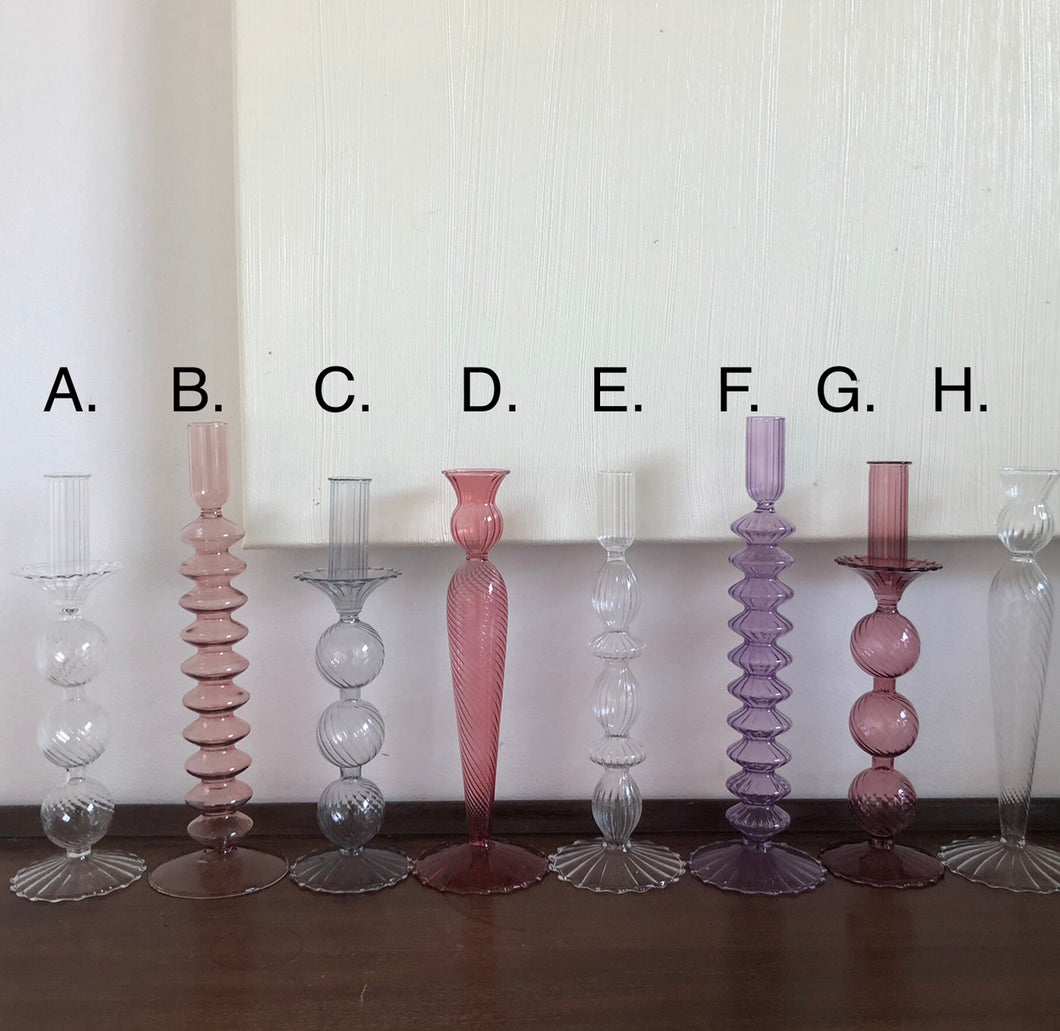 Berry Glass Candlestick Holders