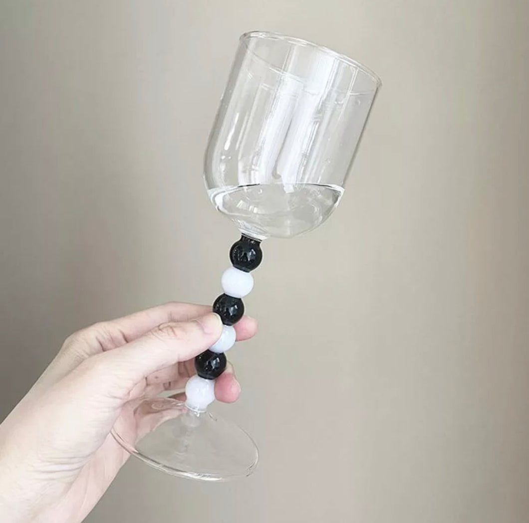 Festive Wine Glass with beaded handle