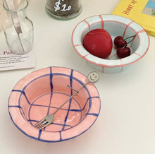 Load image into Gallery viewer, Hand painted checkered ceramic bowl
