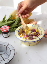 Load image into Gallery viewer, Hand painted checkered ceramic bowl
