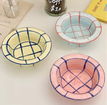 Load image into Gallery viewer, Hand painted checkered ceramic bowl
