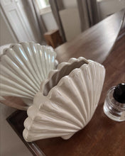 Load image into Gallery viewer, White Ceramic Textured Shell Vase
