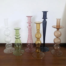 Load image into Gallery viewer, Colourful Abstract Glass Candlestick Holders
