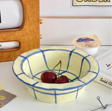 Load image into Gallery viewer, Hand painted checkered ceramic bowl
