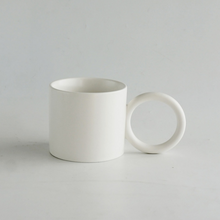 Load image into Gallery viewer, Round Large Ceramic Mug with exaggerated Ring Shaped Handle
