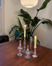 Load image into Gallery viewer, Clear Festive Glass Candlestick Holders
