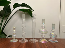 Load image into Gallery viewer, Clear Festive Glass Candlestick Holders
