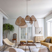 Load image into Gallery viewer, Leaf Grid Screen Cannage Natural Pendant Light
